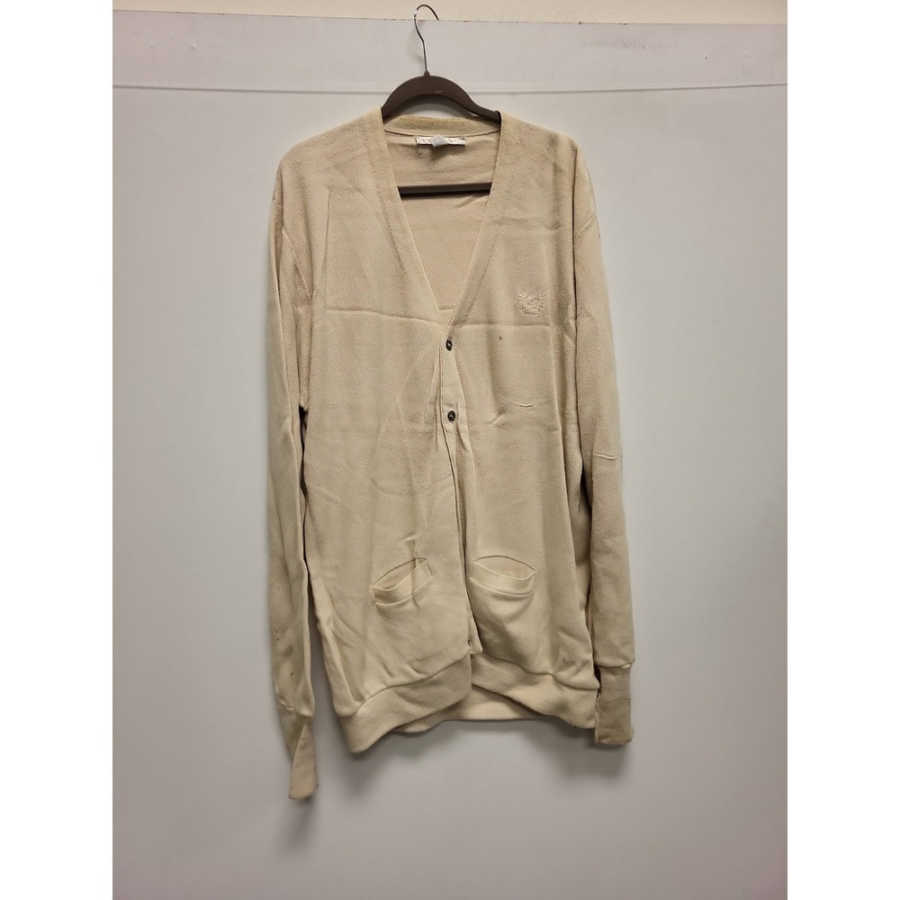 Geoffrey Beene Cardigan Sweater Mens XXL Beige Acrylic USA Made‎ Knitwear Top